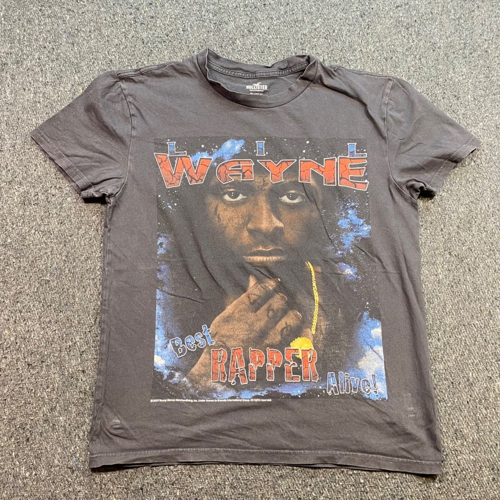 Hollister Lil Wayne TShirt Sz S Mens Black Streetwear Best Rapper Alive Graphic